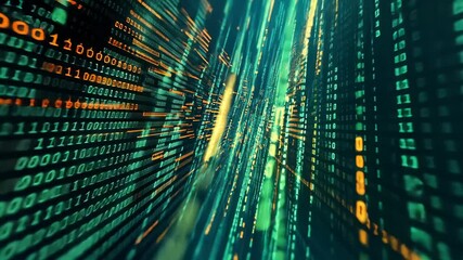 Leinwandbilder - Futuristic digital data stream and matrix code in motion