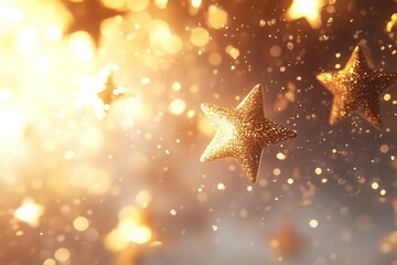 Wall Mural - golden sparkles and stars: celestial dust, magical shimmer, festive glitter, enchanting glow, dreamy