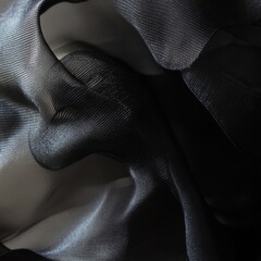 Poster - close up of black and white fabric with soft waves and zen papaya in high resolution detail