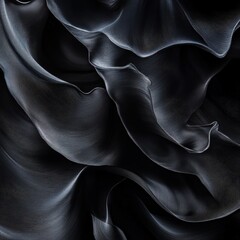 Poster - wavy black silk fabric creating soft movement and texture on a dark background with zen papaya desig