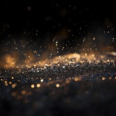 Poster - gold glitter background with bokeh effect and soft focus on a black surface