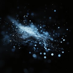 Poster - black background with white and blue star design featuring soft focus bokeh light effects