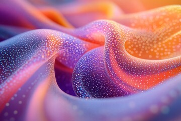 Poster - Abstract 3D composition of spiraling particles in a vibrant color scheme., Generative AI