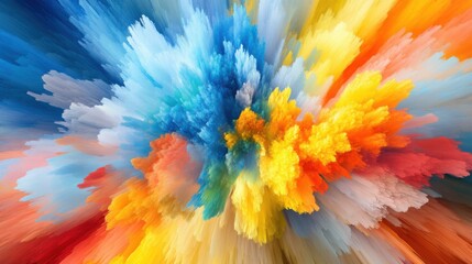 Wall Mural - colorful abstract painting with bursts of color and zen papaya elements in vibrant composition