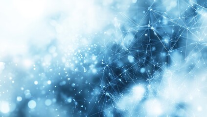 Poster - Abstract Blue Background with Glowing Dots and Connections, Digital Technology, Data Visualization, Computer Graphics, Cybernetic Network Patterns