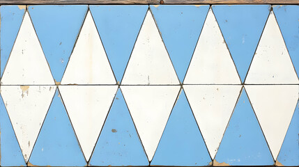 Wall Mural - Vintage blue-white triangle tile pattern