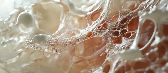 Poster - Detailed close-up of delicate soft vessels displaying fragility under external pressure with shades of beige and white textures prominently featured.