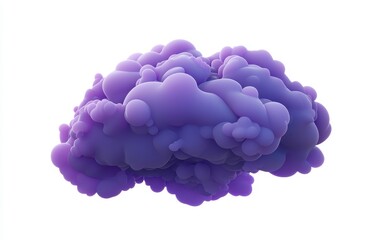 Wall Mural - Dark purple ink cloud diffusing slowly into the air, isolated on white