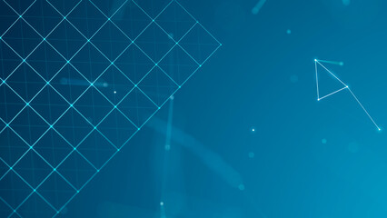 Leinwandbilder - 3D cube of lines and dots. Wireframe polygonal element on dark background. Science and technology. 3d rendering