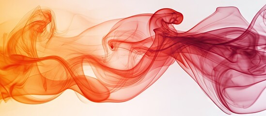 Poster - Abstract wallpaper with flowing red and orange smoke on a soft white background, featuring swirling forms that create a dynamic visual experience.