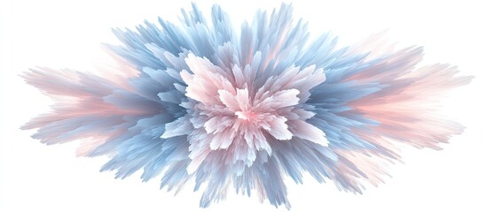 Fototapete - Vivid light blue and soft pink color explosion radiating outward against a clean white background showcasing dynamic abstract textures and forms