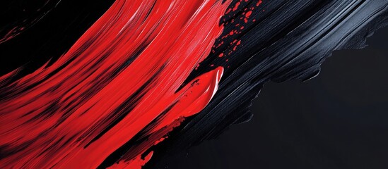 Poster - High contrast abstract gradient background with dynamic red and black paint brush strokes on the left side ideal for creative projects.