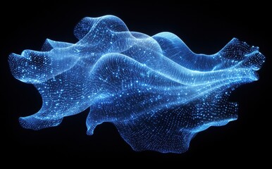 Poster - Abstract glowing blue waves of light flowing gracefully in a dynamic motion, showcasing a digital artistic representation of energy and movement in a black background.