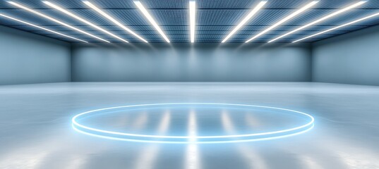 Poster - Futuristic Empty Room with Illuminated Circular Platform