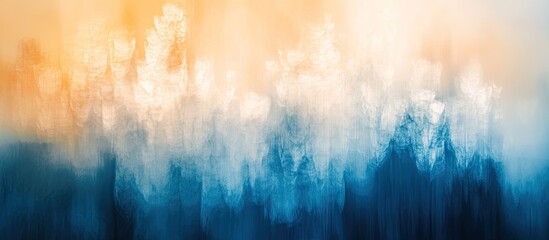 Fototapete - Serene abstract nature backdrop featuring soft blue and orange hues with blurred soft textures creating a captivating and tranquil atmosphere