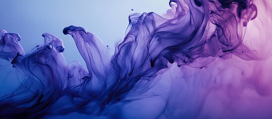 Poster - Fluid abstract background featuring flowing purple and blue smoke-like wisps with a soft gradient from deep violet to light azure in a horizontal layout.