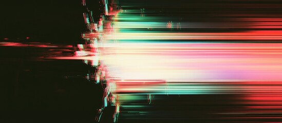 Fototapete - Abstract vibrant light streaks in shades of red, green, and blue on a dark background creating dynamic motion effect. Horizontal composition.