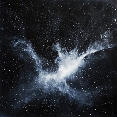 Wall Mural - black and white photo of a nebula with a cosmic deep black galaxy and subtle glow in the background