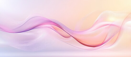 Fototapete - Abstract fluid waves in soft hues of pink and lavender flowing gracefully across a light background with subtle gradients and soft lighting effects.