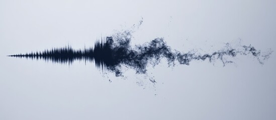 Fototapete - Sound wave visualization in dark tones against a light grey background showcasing intricacies of waveform for text overlay and design purposes.
