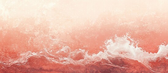 Fototapete - Abstract gradient image featuring soft pastel shades of coral and peach with gentle white waves in the lower center creating a serene atmosphere.