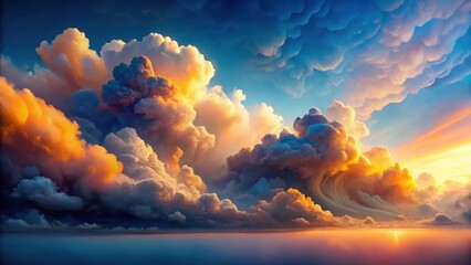 Wall Mural - Golden Hour Celestial Wave A Dramatic Sky Canvas of Clouds and Hues