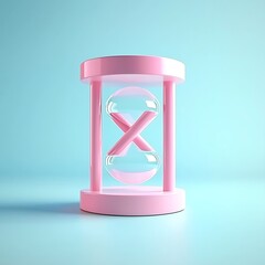 Poster - Pastel Pink Hourglass on Light Blue Background, Minimalist Design