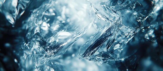 Poster - High definition abstract design featuring sharp crystal textures in icy blue and transparent tones with intricate details blending seamlessly.
