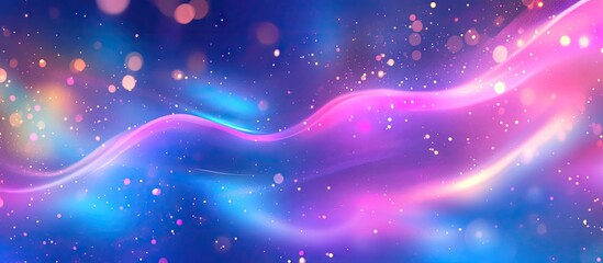 Fototapete - Vibrant abstract background with flowing pink and blue waves, sparkling particles, and soft light effects creating a dynamic, glowing atmosphere.