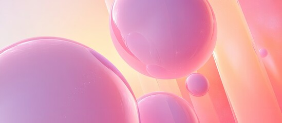 Fototapete - Soft pink circles floating in a gradient background of pale hues, creating a minimalistic and elegant cosmic aesthetic with subtle lighting effects.