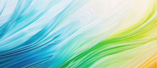 Fototapete - Abstract swirling waves in blue, green, and soft yellow colors creating a serene and dynamic background with flowing gradients and light motion.