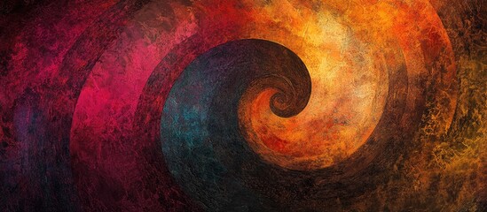 Poster - Vibrant abstract swirl in warm tones of red, orange, and gold creates an energetic visual experience filled with movement and depth.