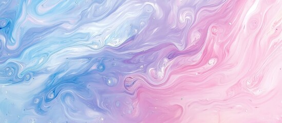 Poster - Soft pastel abstract oil painting with swirling shades of pink, blue, and lavender blending harmoniously to create a vibrant textured design.