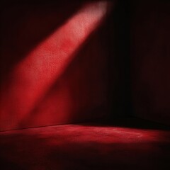 Wall Mural - red wall background with shadow of a person and zen papaya on a dark and moody setting
