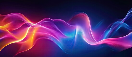 Fototapete - Dynamic abstract night scene showcasing vivid neon hues in swirling patterns of pink, blue, and orange against a dark backdrop for striking visual impact