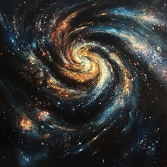Wall Mural - painting of a spiral galaxy with cosmic energy swirling in deep space mystery and vibrant colors