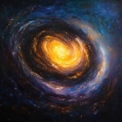 Wall Mural - painting of a spiral galaxy with cosmic energy swirls and zen papaya in deep space environment