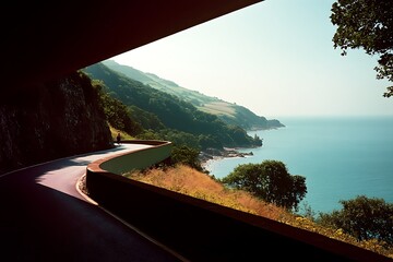 Wall Mural - Coastal Road Trip: Scenic Winding Road and Ocean View