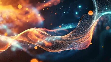 Poster - Vibrant abstract particle waves in dynamic movement and colorful light