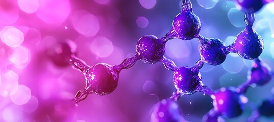 Poster - Abstract 3D Render of a Molecular Structure with Purple and Pink Hues