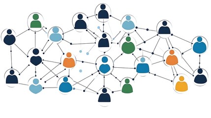 Poster - A complex network illustrating interconnected individuals and their relationships.