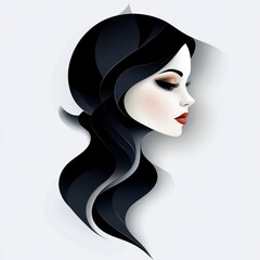 Wall Mural - A striking minimalist silhouette of a girl captures the essence of femininity with smooth lines and an elegant profile, showcasing beauty and grace