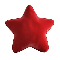 Aufkleber - A red plush star-shaped cushion is shown against a black background.  It is a soft, three-dimensional object.