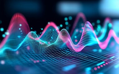 Poster - Data wave visualization, abstract background, technology, analysis
