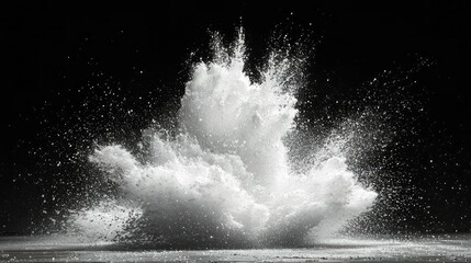 Wall Mural - abstract white powder explosion on black background: high-impact dynamic photography
