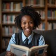 © Valerii - Unveiling Discovery: A Serene Genderfluid African American Senior Delighted at Library