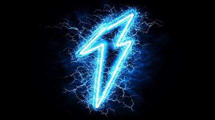 Canvas Print - Abstract Blue Lightning Bolt with Electrical Energy Effect.