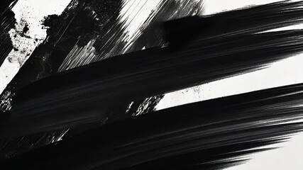 Poster - Bold abstract brush strokes create dynamic black and white canvas art