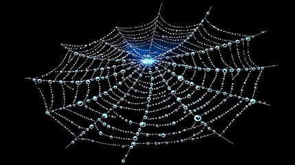 Dew-Kissed Spiderweb A Macro Photograph of Nature's Intricate Design.
