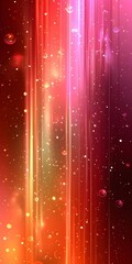 Poster - An abstract background featuring vibrant vertical lines and floating bubbles in shades of red, pink, and orange, creating a dynamic and energetic atmosphere.